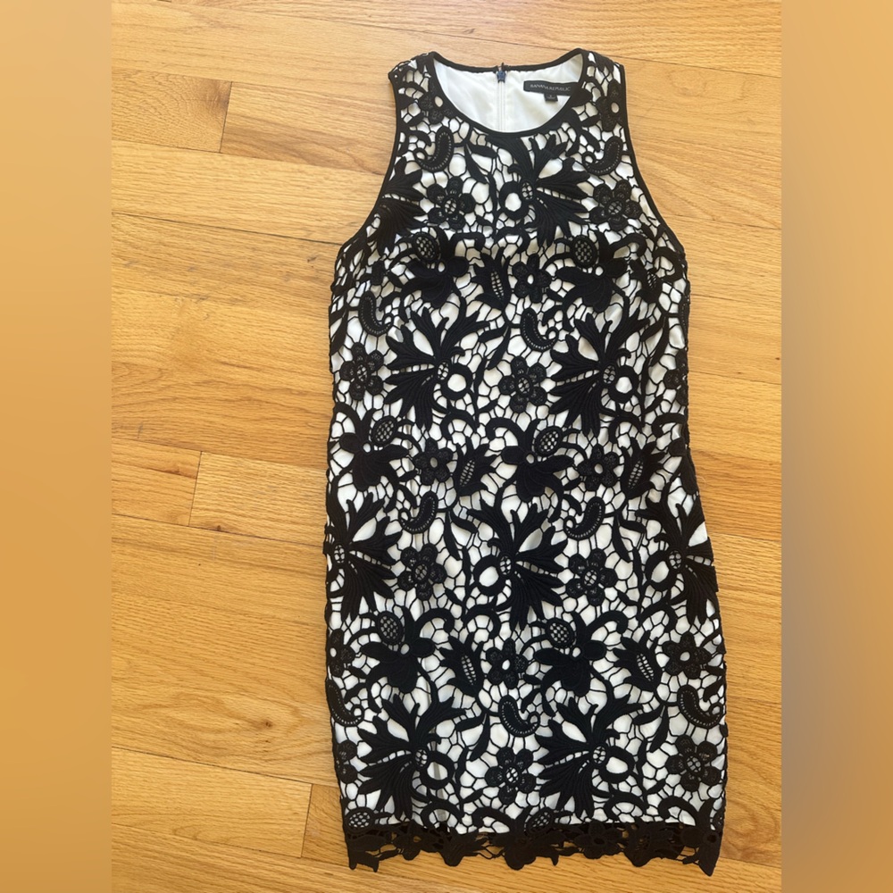 Banana Republic Black and White Lace Midi Dress